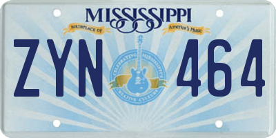 MS license plate ZYN464