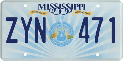 MS license plate ZYN471