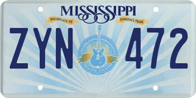 MS license plate ZYN472