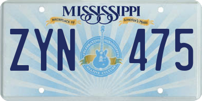 MS license plate ZYN475