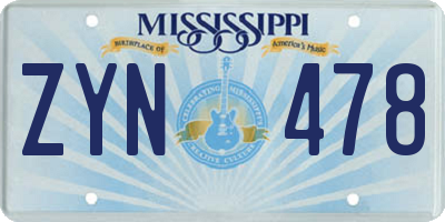 MS license plate ZYN478