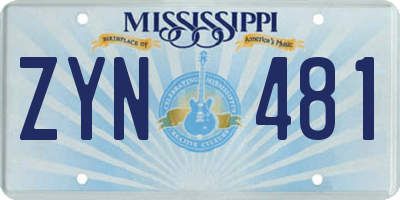 MS license plate ZYN481
