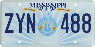 MS license plate ZYN488