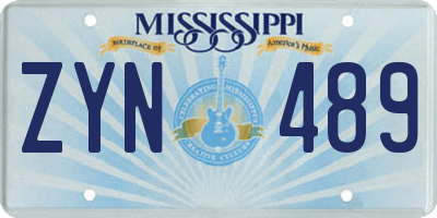 MS license plate ZYN489