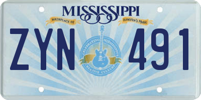 MS license plate ZYN491