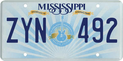 MS license plate ZYN492