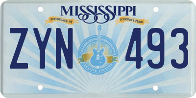 MS license plate ZYN493