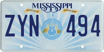 MS license plate ZYN494