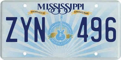 MS license plate ZYN496