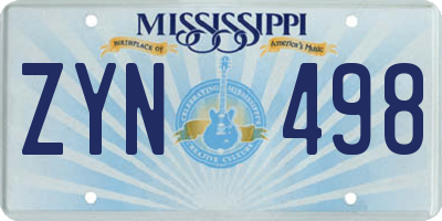 MS license plate ZYN498