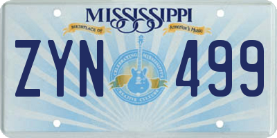 MS license plate ZYN499