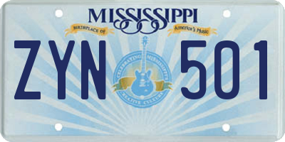 MS license plate ZYN501