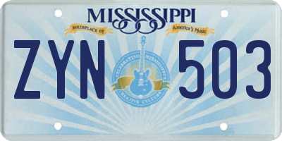 MS license plate ZYN503
