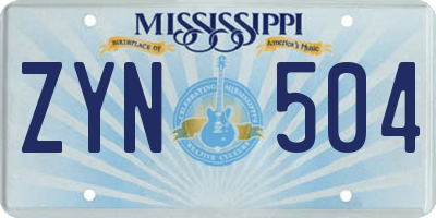 MS license plate ZYN504