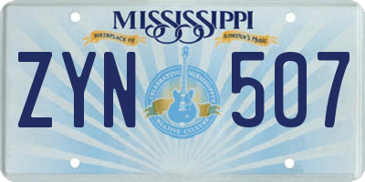 MS license plate ZYN507