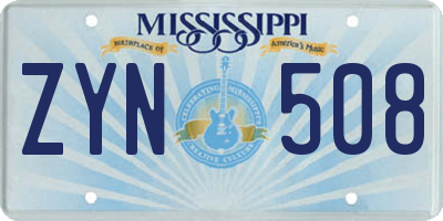 MS license plate ZYN508