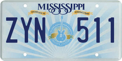 MS license plate ZYN511
