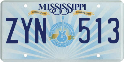 MS license plate ZYN513
