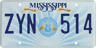 MS license plate ZYN514