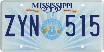 MS license plate ZYN515