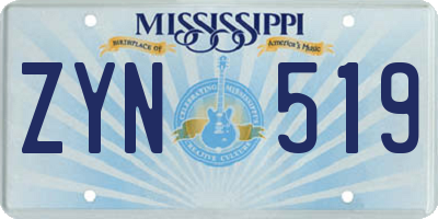 MS license plate ZYN519