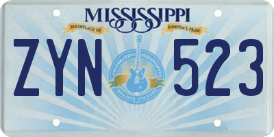 MS license plate ZYN523