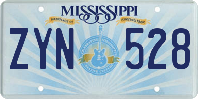 MS license plate ZYN528