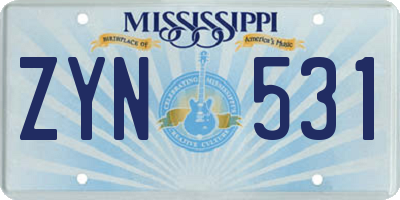 MS license plate ZYN531