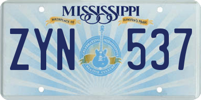 MS license plate ZYN537