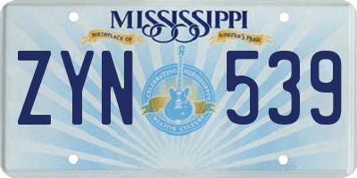 MS license plate ZYN539