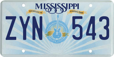MS license plate ZYN543