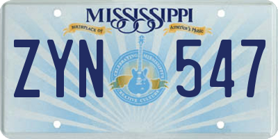 MS license plate ZYN547