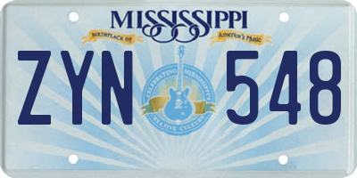 MS license plate ZYN548
