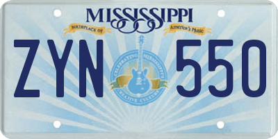 MS license plate ZYN550