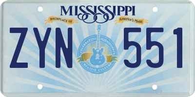 MS license plate ZYN551