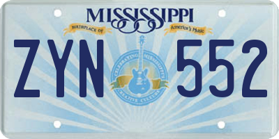 MS license plate ZYN552