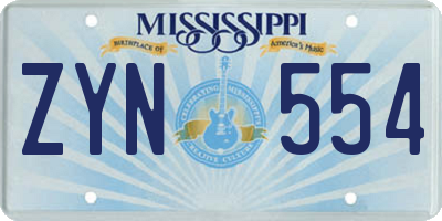 MS license plate ZYN554