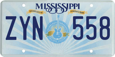 MS license plate ZYN558