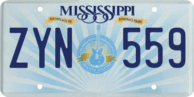 MS license plate ZYN559