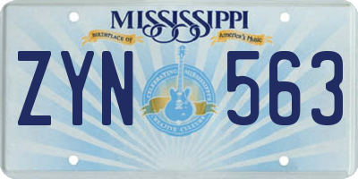 MS license plate ZYN563