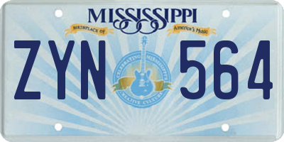 MS license plate ZYN564