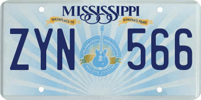 MS license plate ZYN566