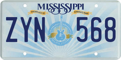 MS license plate ZYN568