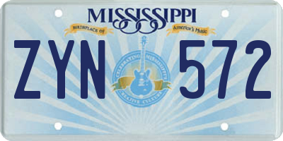 MS license plate ZYN572