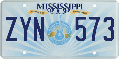MS license plate ZYN573