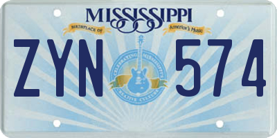 MS license plate ZYN574