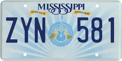 MS license plate ZYN581