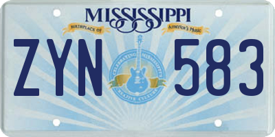 MS license plate ZYN583