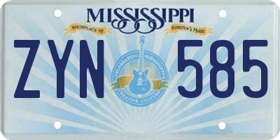 MS license plate ZYN585