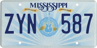 MS license plate ZYN587